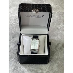 Tank Watch Pedre Black  Croc and Scroll Band Coldwater Creek!! Needs Battery !!